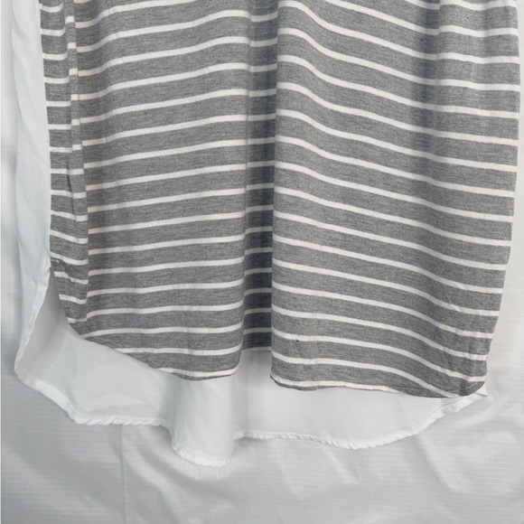 My Michelle Womens L Striped Sleeveless Blouse Zip Pocket High Low - Picture 4 of 8